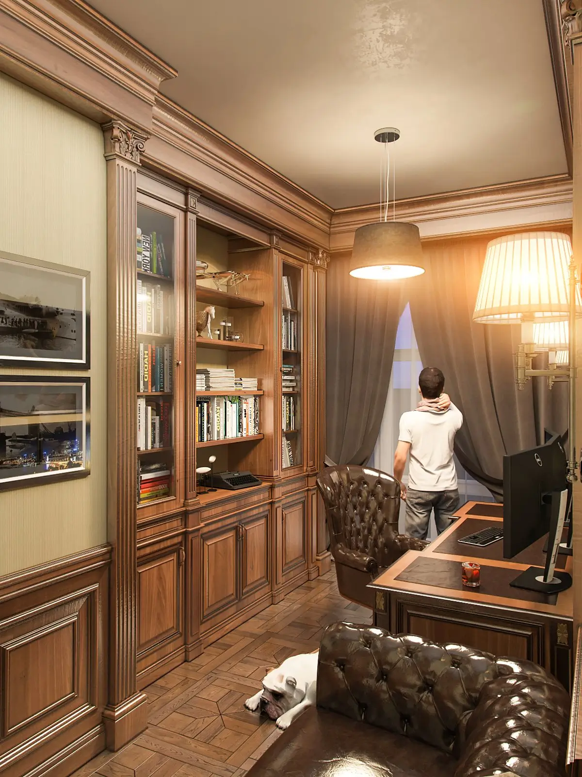 Кабинет с шкафом для книг