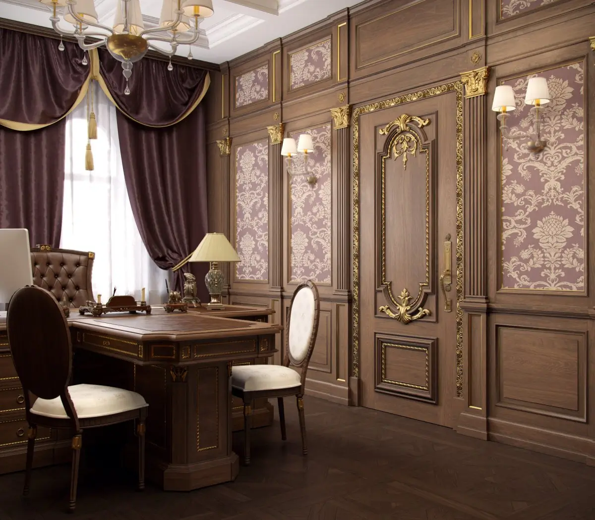 Кабинет с панелями буазери